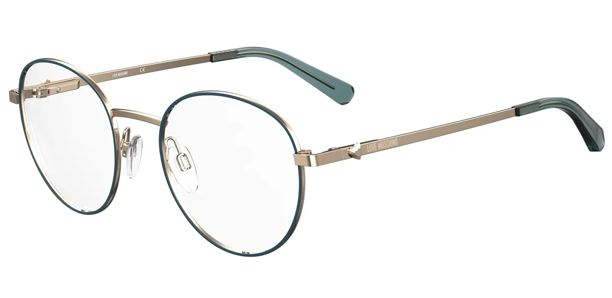 Óculos de Grau Love Moschino MOL581 ZI9 5120 Metal Dourado e Azul