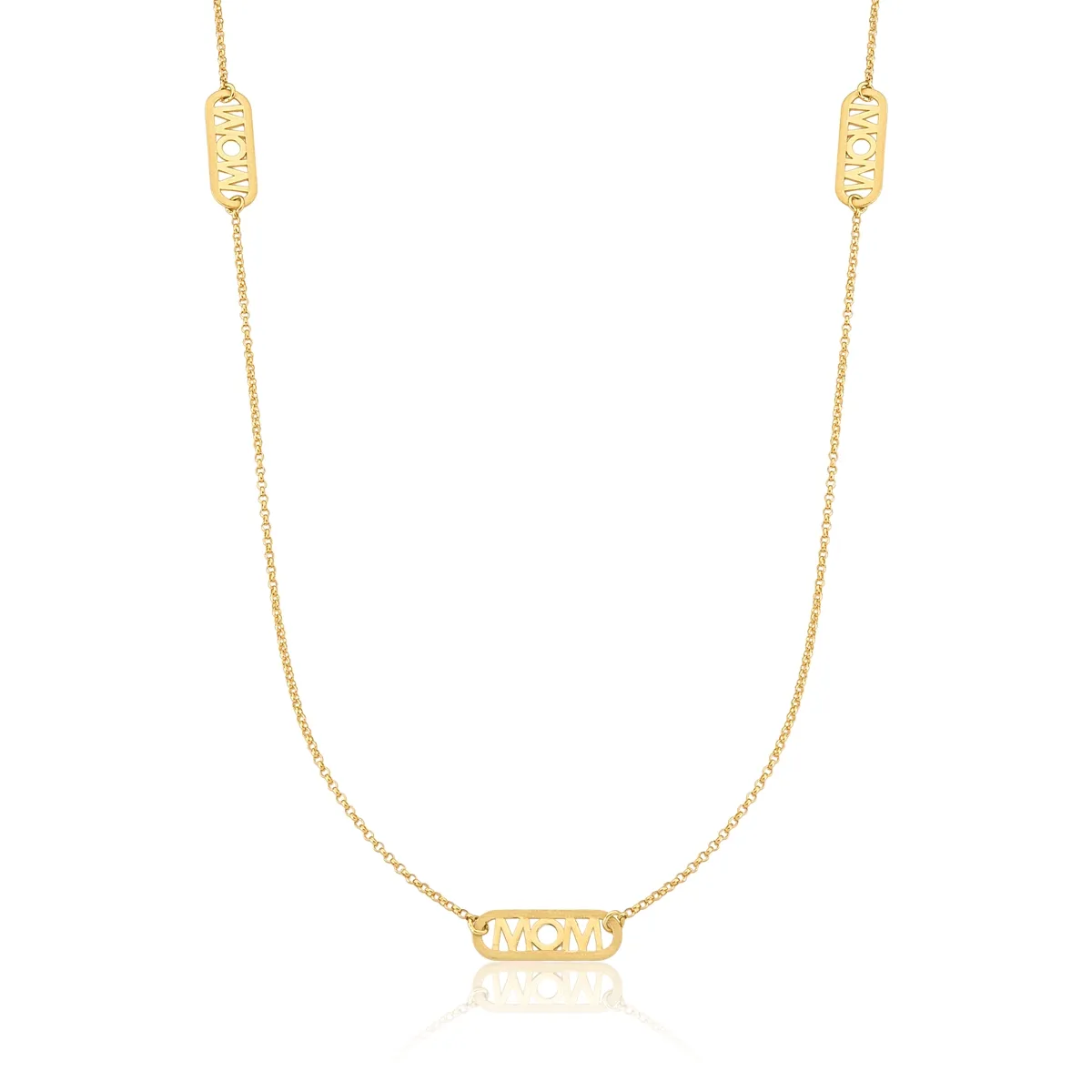 Gargantilha Wow Mom corrente elos ouro 18k placas vazadas 40CM