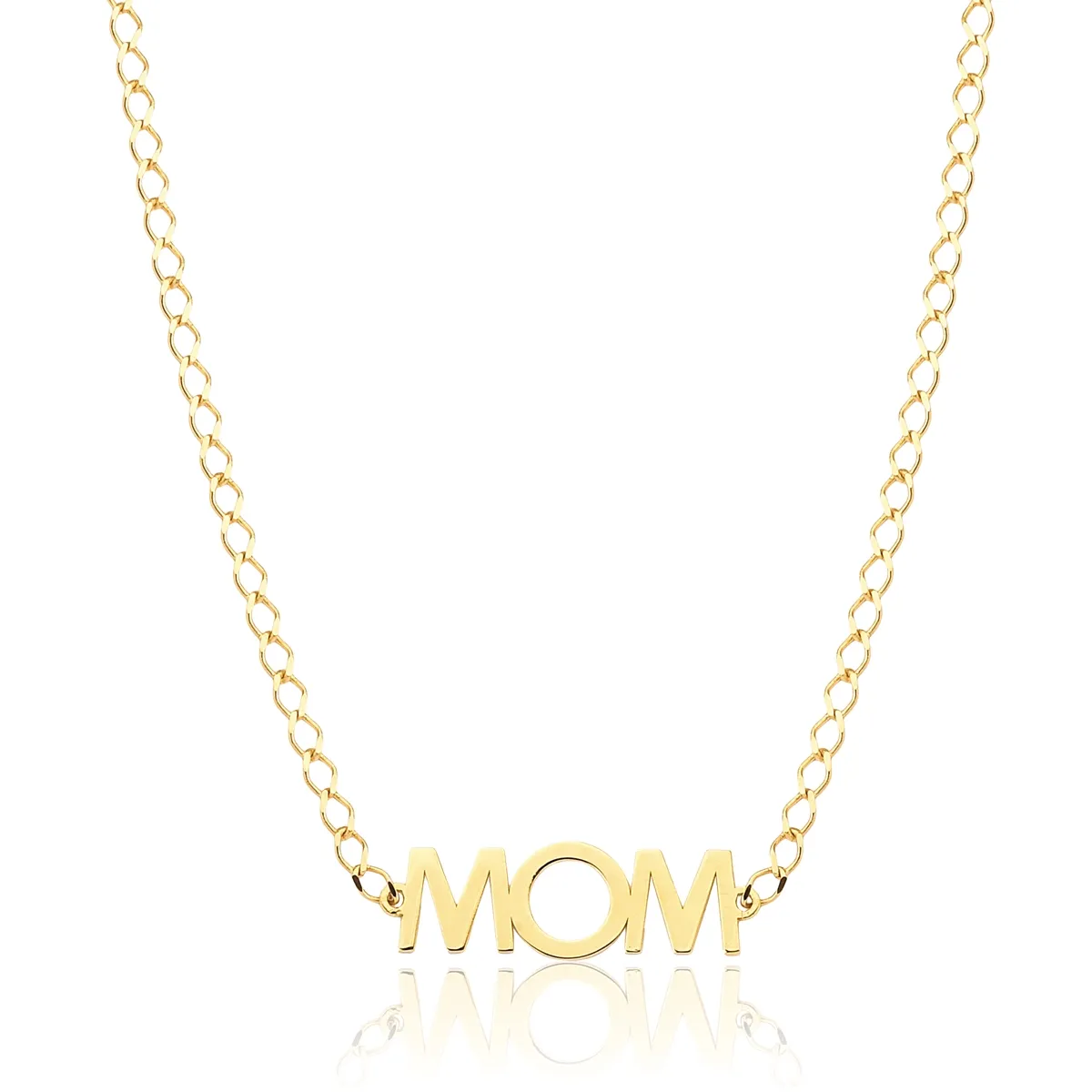 Gargantilha Wow Mom gargantilha elos ouro 18k com monograma Mom 42CM