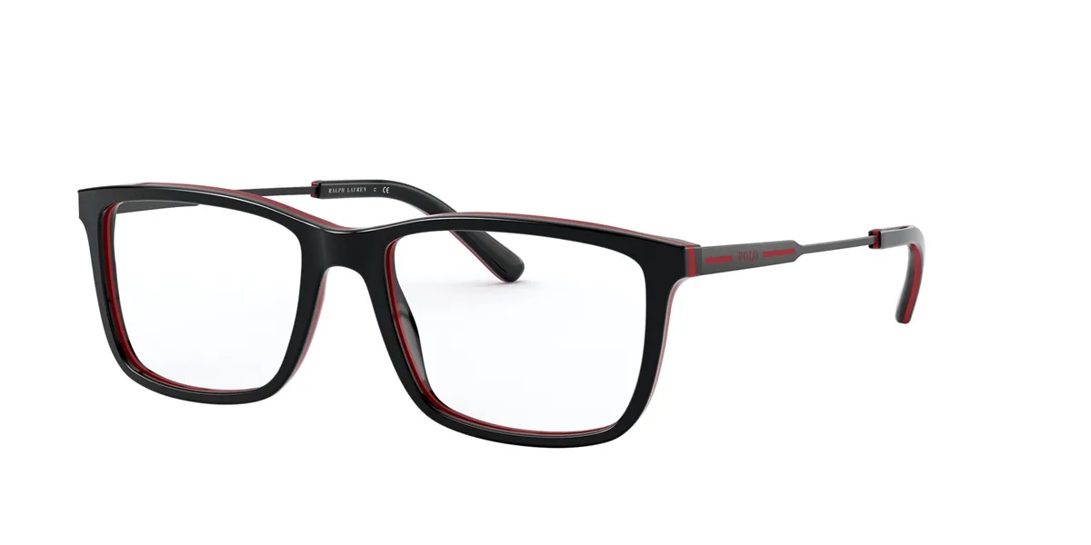 Óculos de Grau Polo Ralph Lauren 0PH2216 5668 55 Acetato Preto e Vermelho