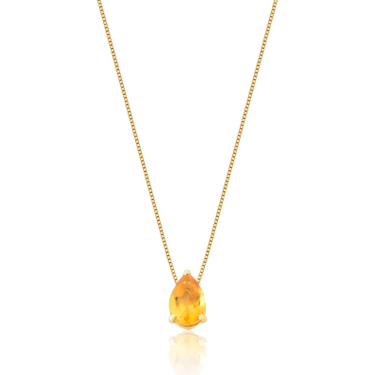 Pingente de Ouro 18k Gota Facetada de Gema Citrino-Coleção Coloré