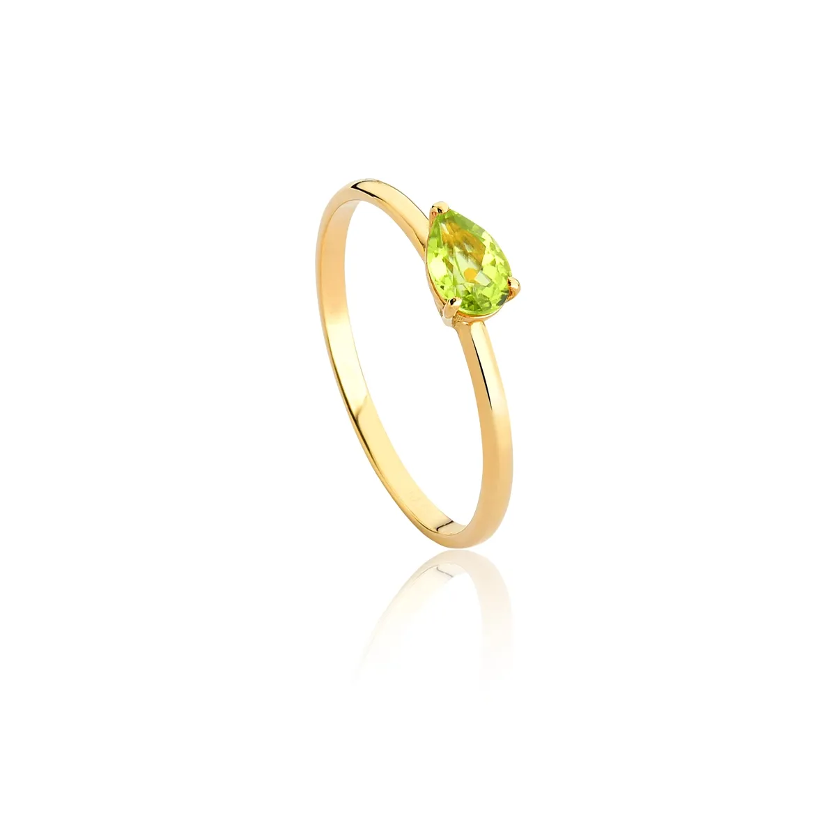 Anel Ouro 18k aro com gota da gema Peridoto Coleção Coloré