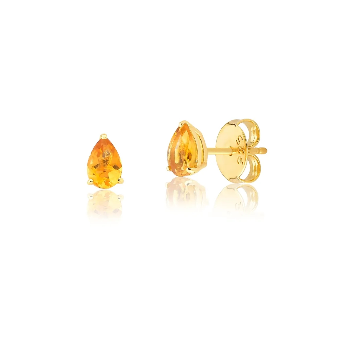 Brinco Ouro 18k Stud gota da gema Citrino Coleção Coloré