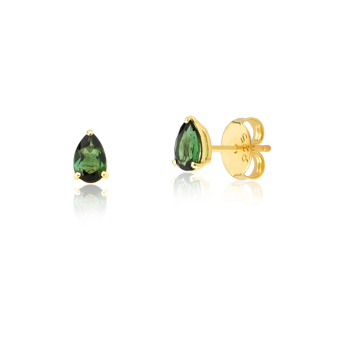 Brinco Ouro 18k Stud gota da gema Turmalina verde Coleção Coloré