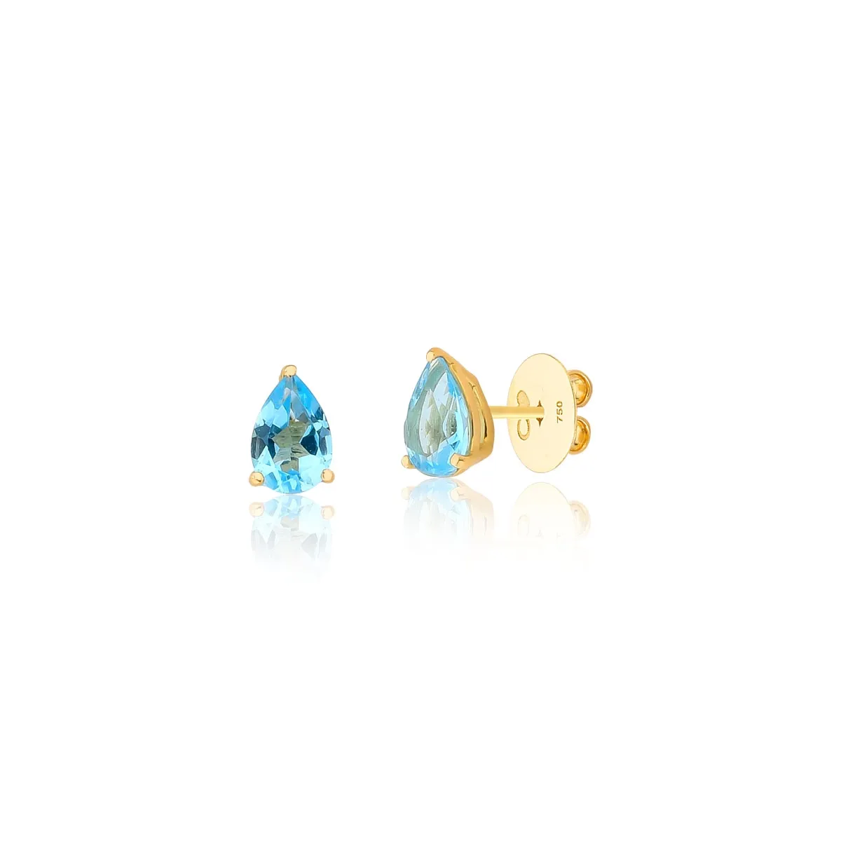 Brinco Ouro 18k Stud gota da gema Topázio Swiss Coleção Coloré