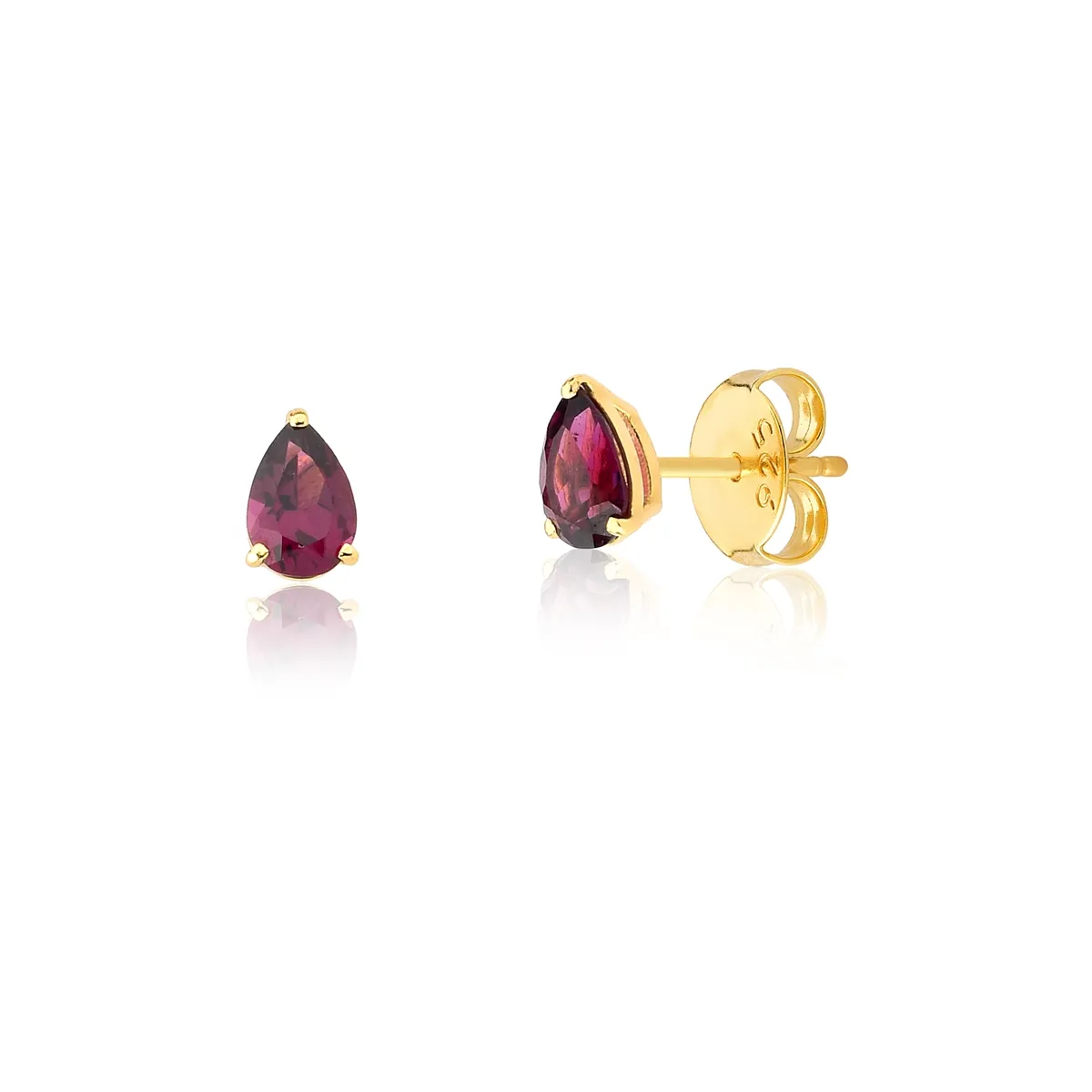 Brinco Ouro 18k Stud gota da gema Rodolita Coleção Coloré