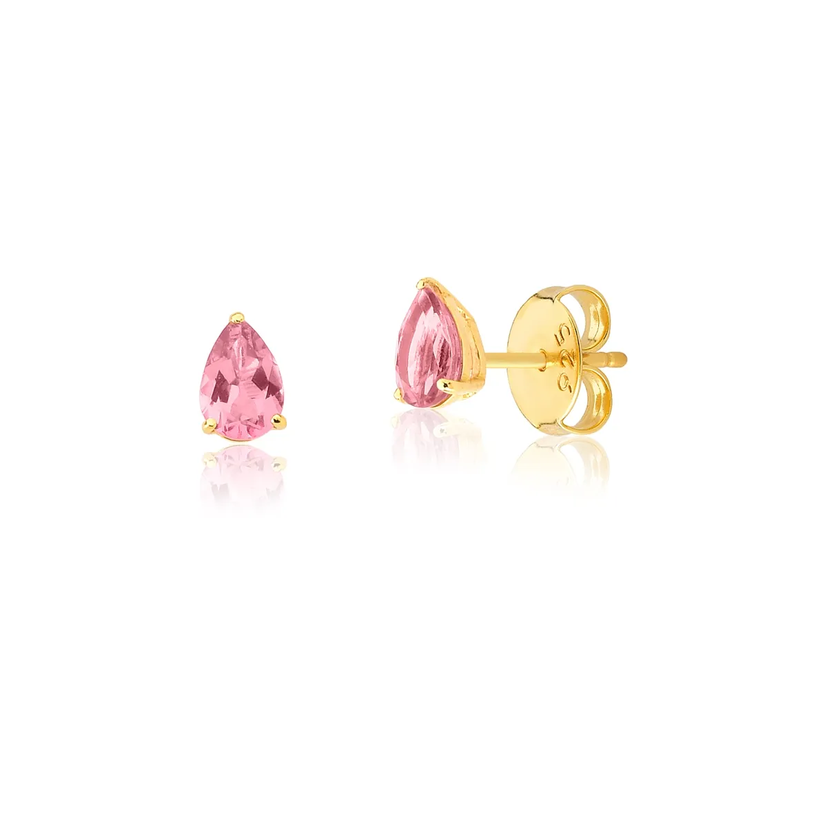 Brinco Ouro 18k Stud gota da gema Turmalina rosa Coleção Coloré