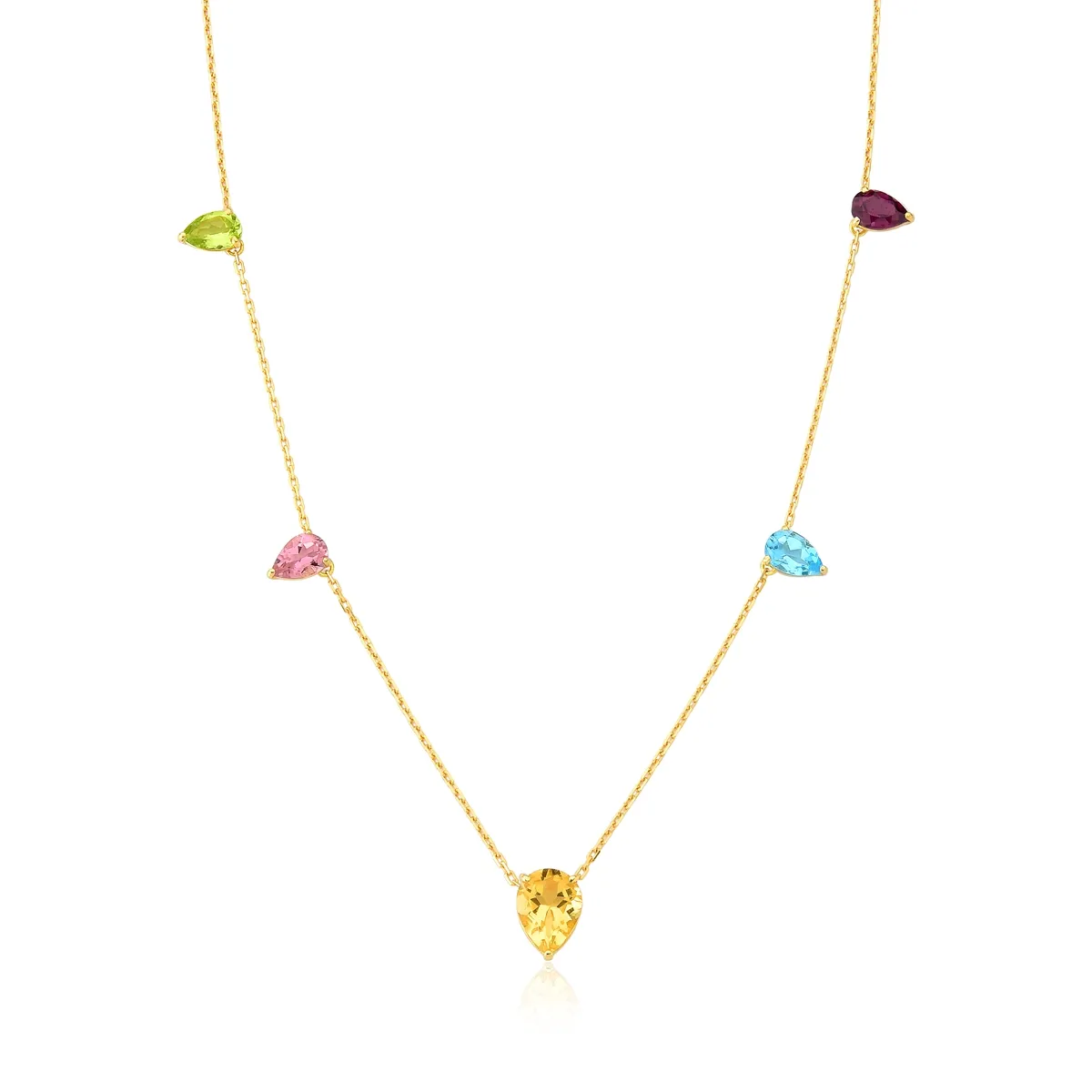 Colar Ouro 18k gargantilha com gotas de gemas brasileiras Coleção Coloré