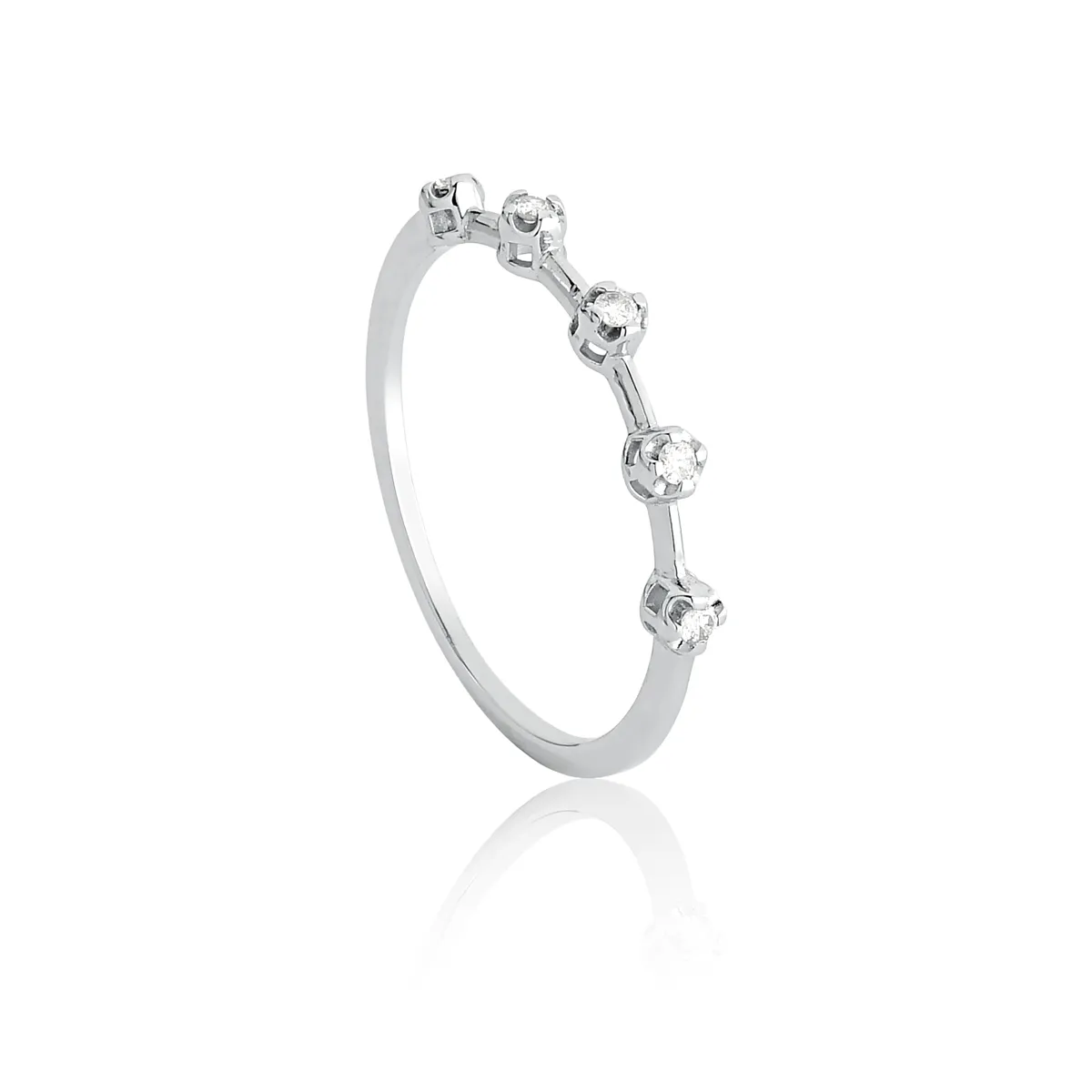 Anel de Ouro Branco 18k aro polido com 7,5pts de diamantes Coleção Riva