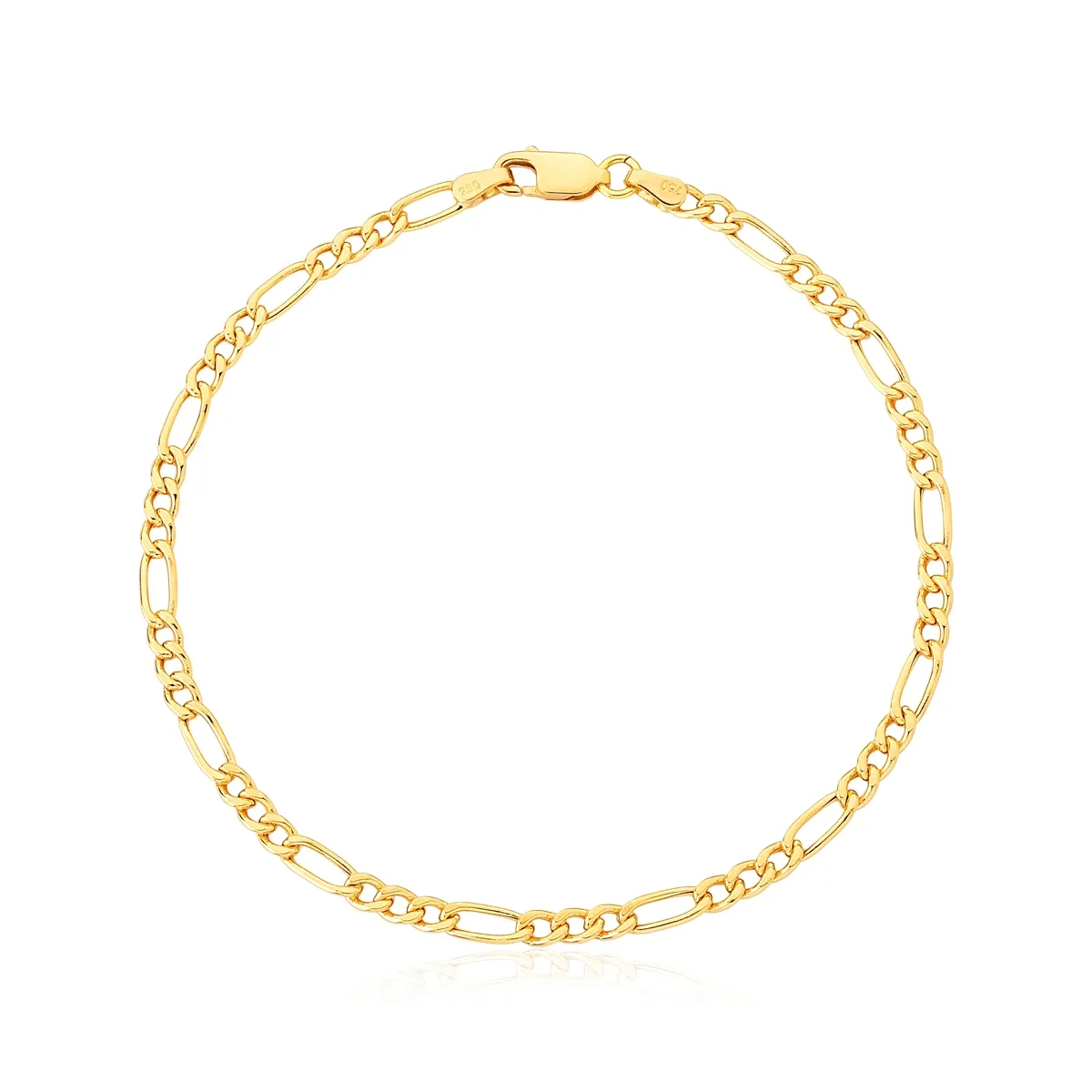 Pulseira de Ouro 18k Elo Groumet  Alternada 3X1 Polida-19CM