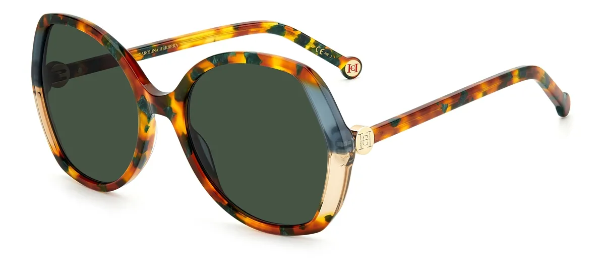 Óculos de Sol Carolina Herrera CH 0051/S YJE 58QT S Acetato Verde Mesclado