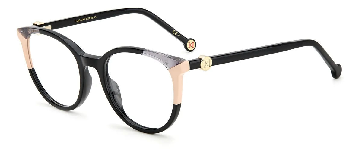 Óculos de Grau Carolina Herrera CH 0056 KDX 5219 R Acetato Preto e Bege