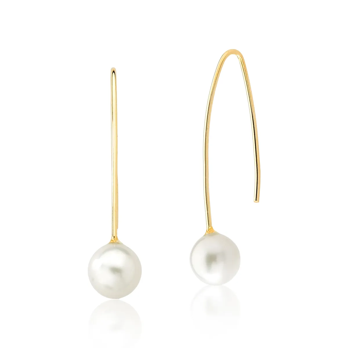 Brinco de Ouro 18k Anzol com Pérola