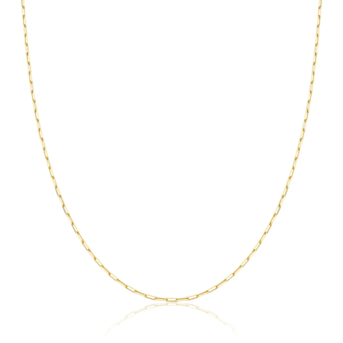 Corrente Elo Cadeado alongado 40cm polido ouro 18k fecho mola