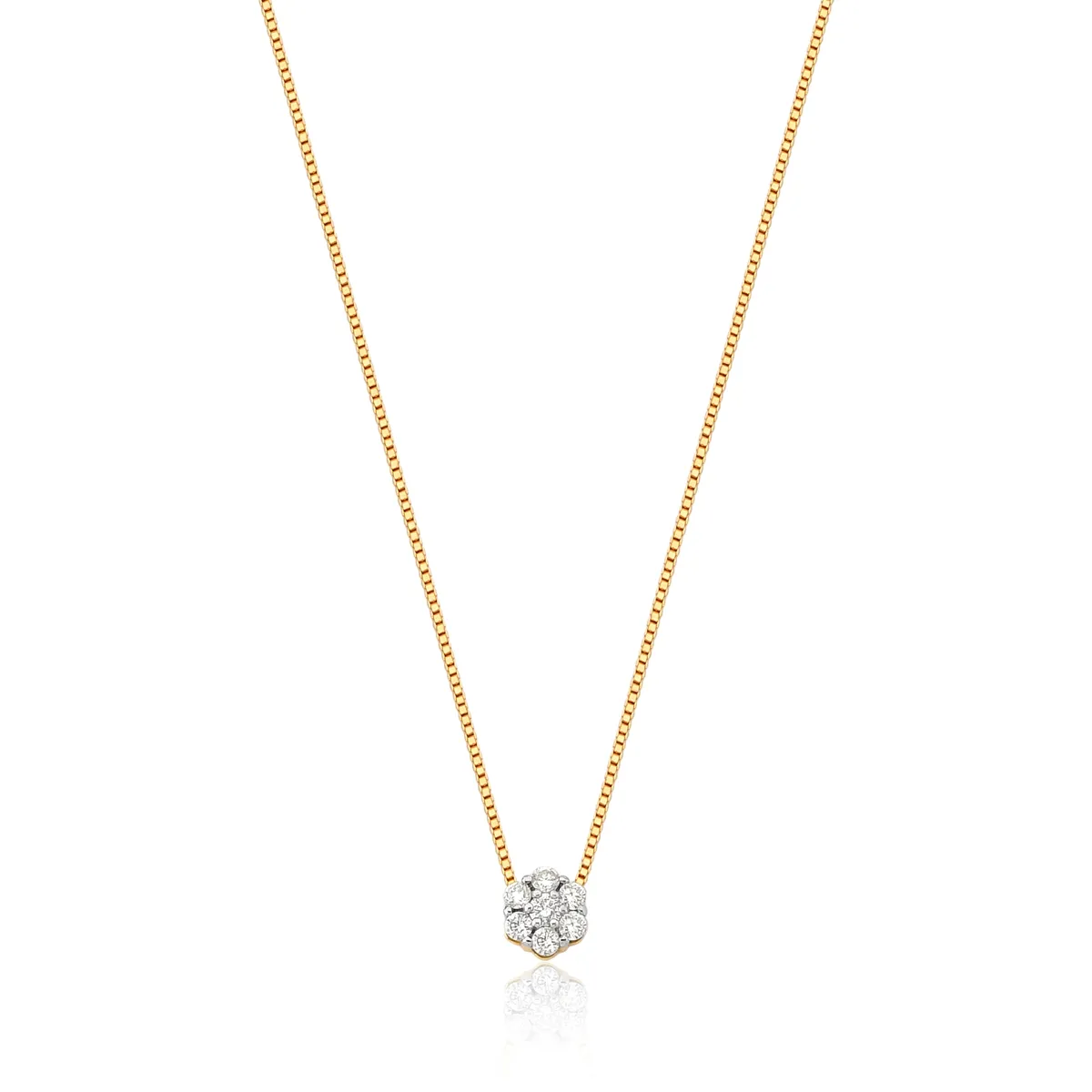 Colar ouro 18k gargantilha com pingente flor de Diamantes Coleção Diamond Flowers 45cm
