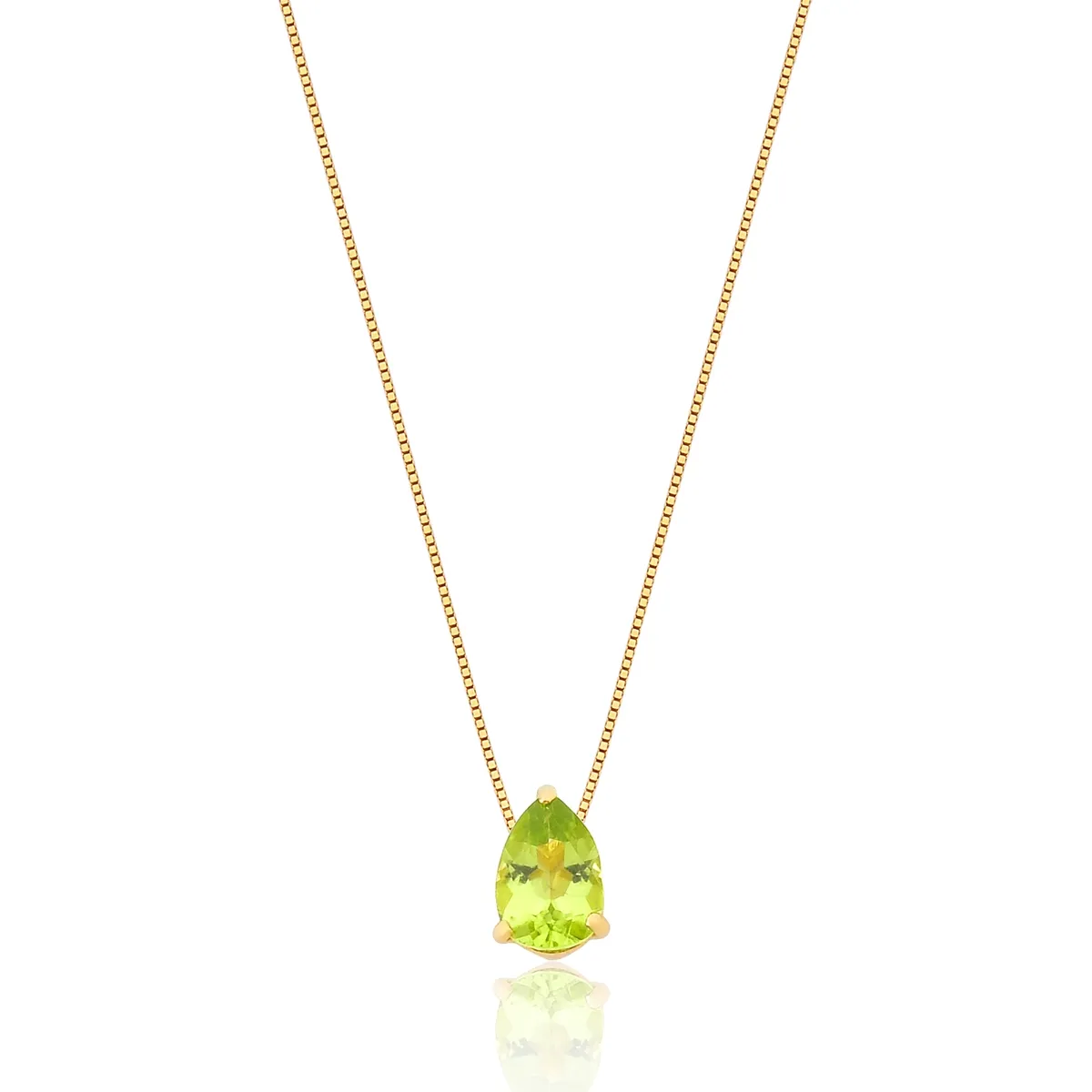 Colar Ouro 18k gargantilha com gota de Peridoto Coleção Coloré