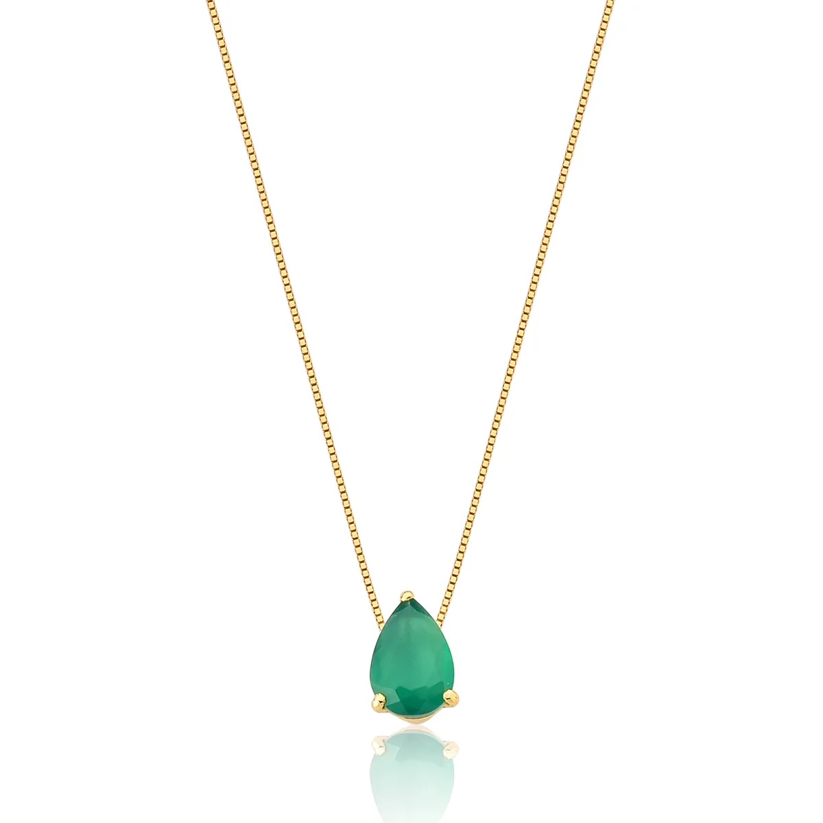Gargantilha pingente gota ouro 18k gema Crisoprásio Coleção Coloré