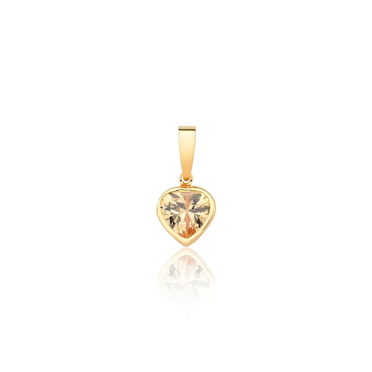 Pingente de Ouro 18k Coração de Zircônia Champagne