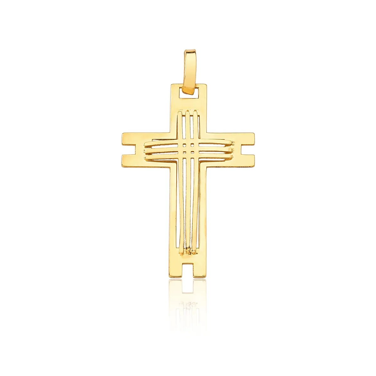 Pingente de Ouro 18k Cruz Polida Vazada