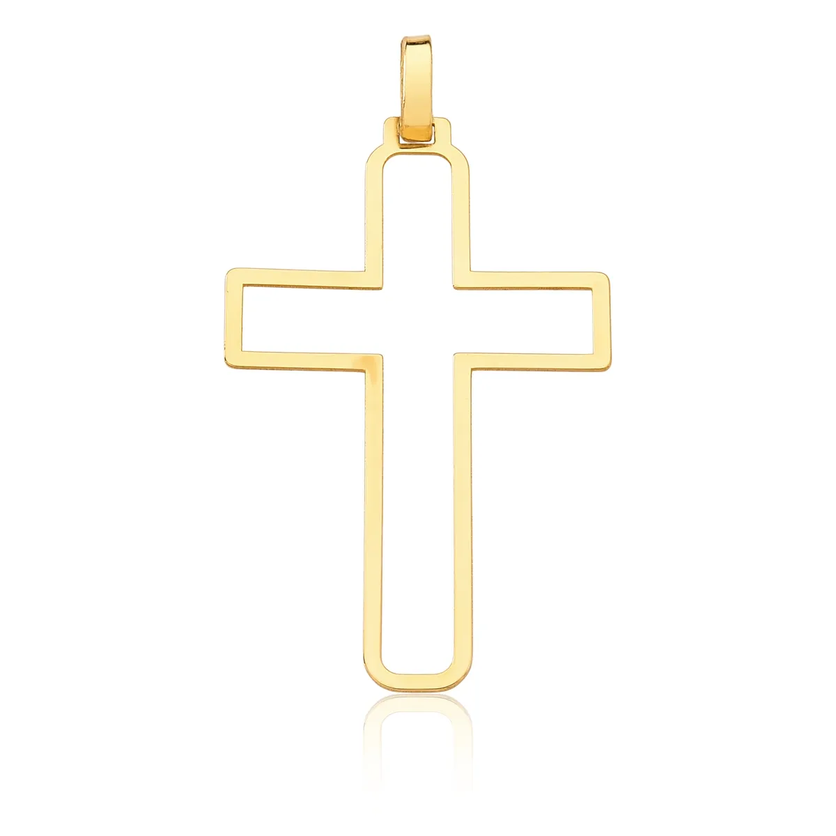 Pingente de Ouro 18k Cruz Vazada Polida