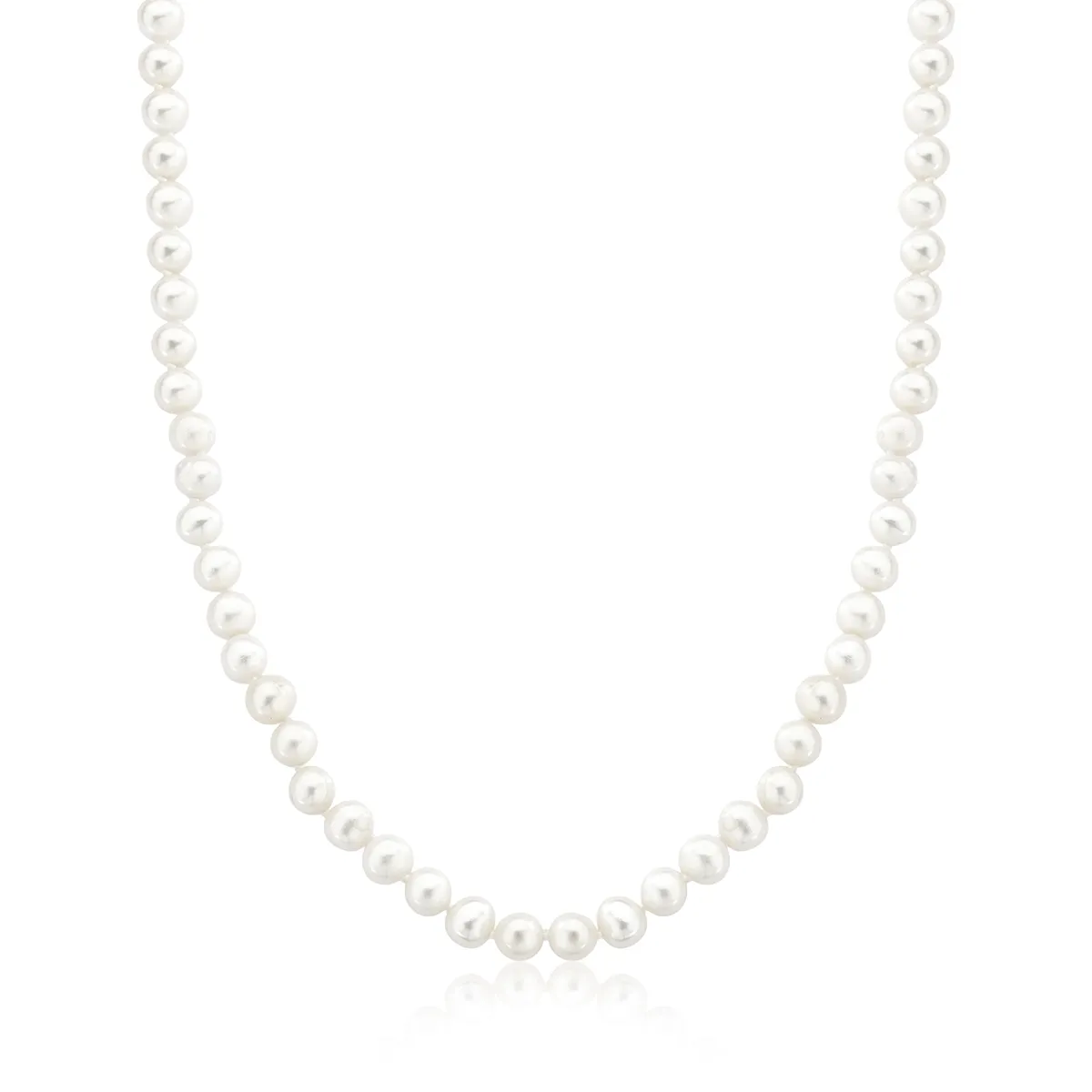 Colar de Ouro 18k Gargantilha de Pérola 6X6MM-50CM