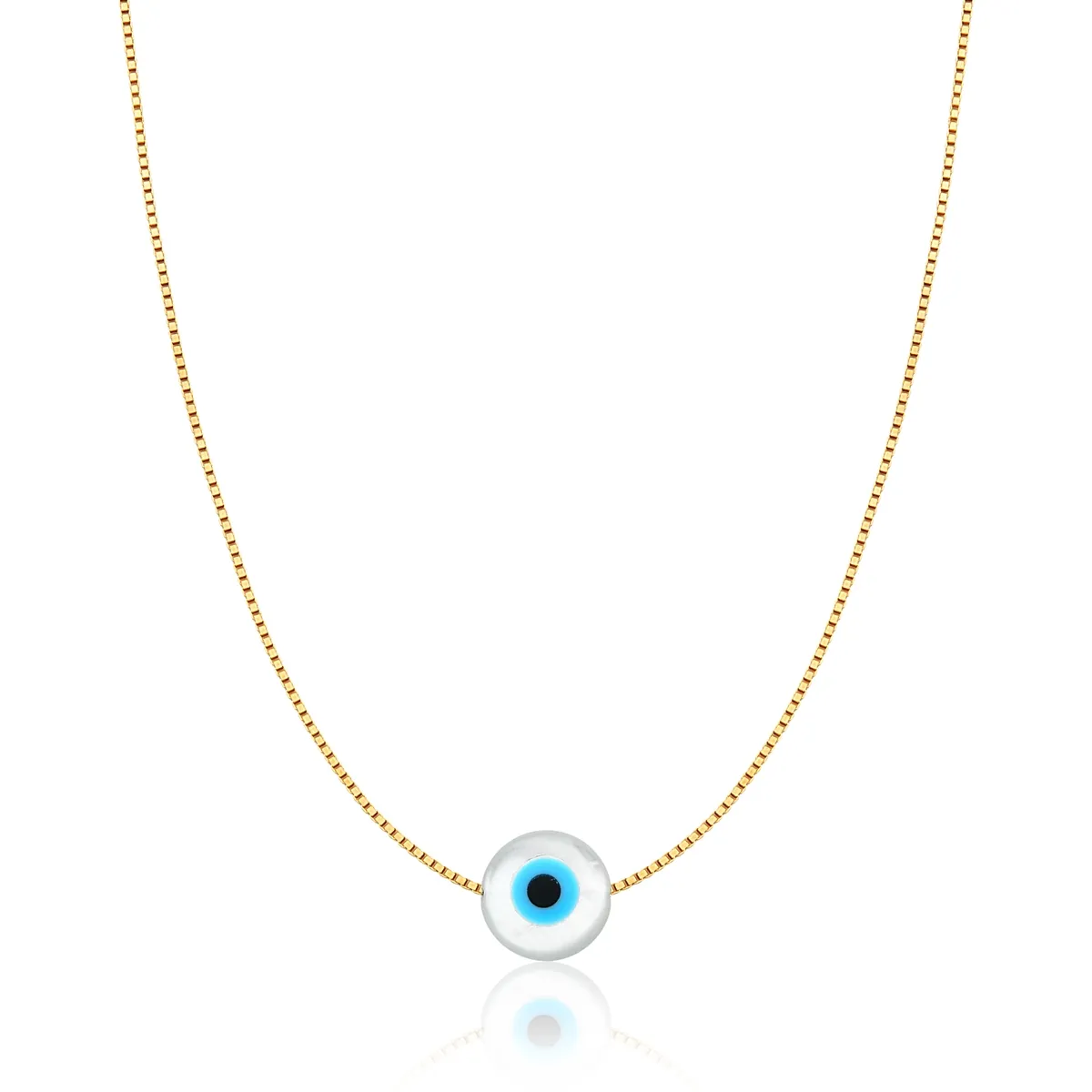 Colar de Ouro 18k Gargantilha Veneziana com Olho Grego-40/45CM