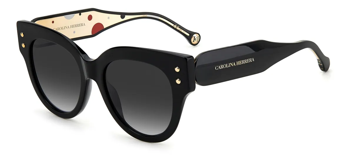 Óculos de Sol Carolina Herrera CH 0008/S 807 529O S Acetato Preto com lentes na cor Fumê Degradê