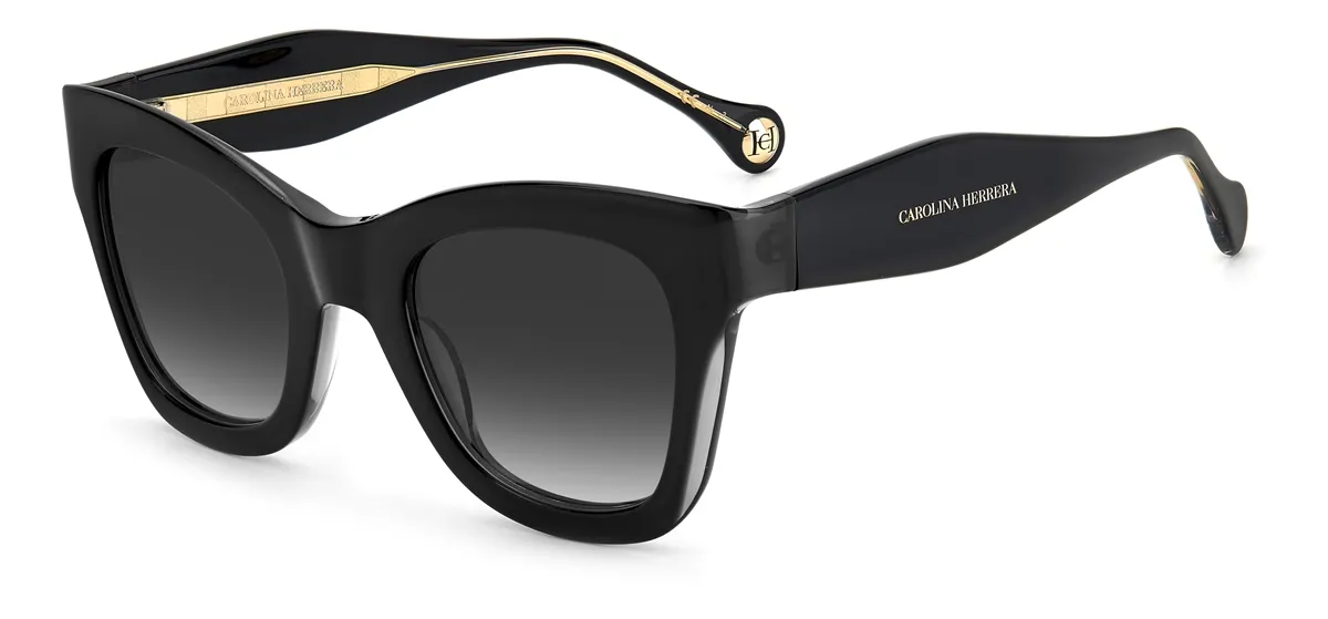 Óculos de Sol Carolina Herrera CH 0015/S 08A 509O S Acetato Preto com lentes na cor Cinza Escuro Degradê