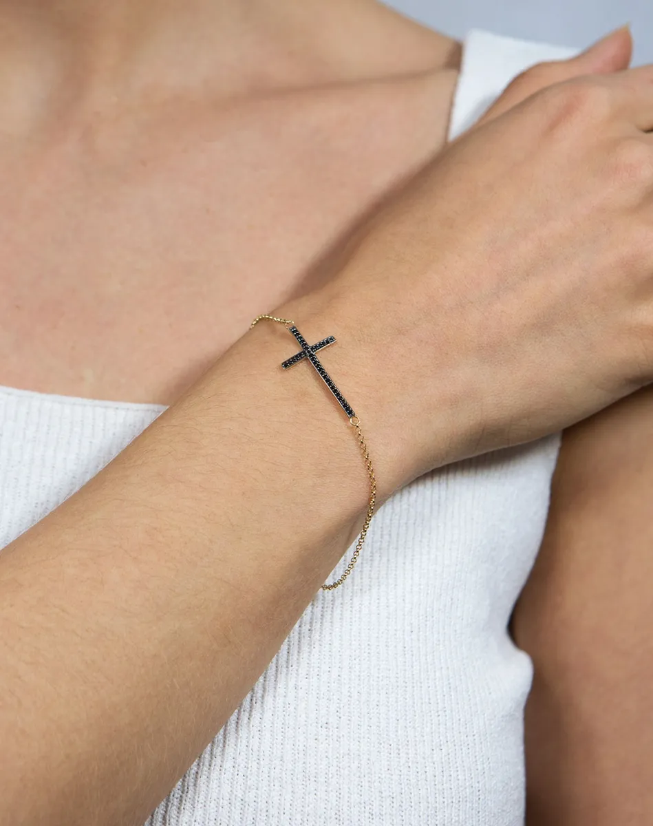 Pulseira de Ouro 18k elo português com cruz de Espinélio