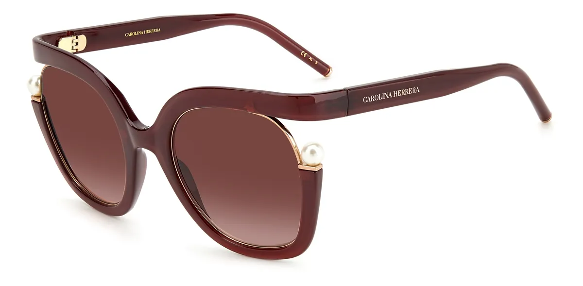 Óculos de Sol Carolina Herrera CH 0003/S LHF 553X S Acetato Bordô com lentes na cor Rosa Degradê
