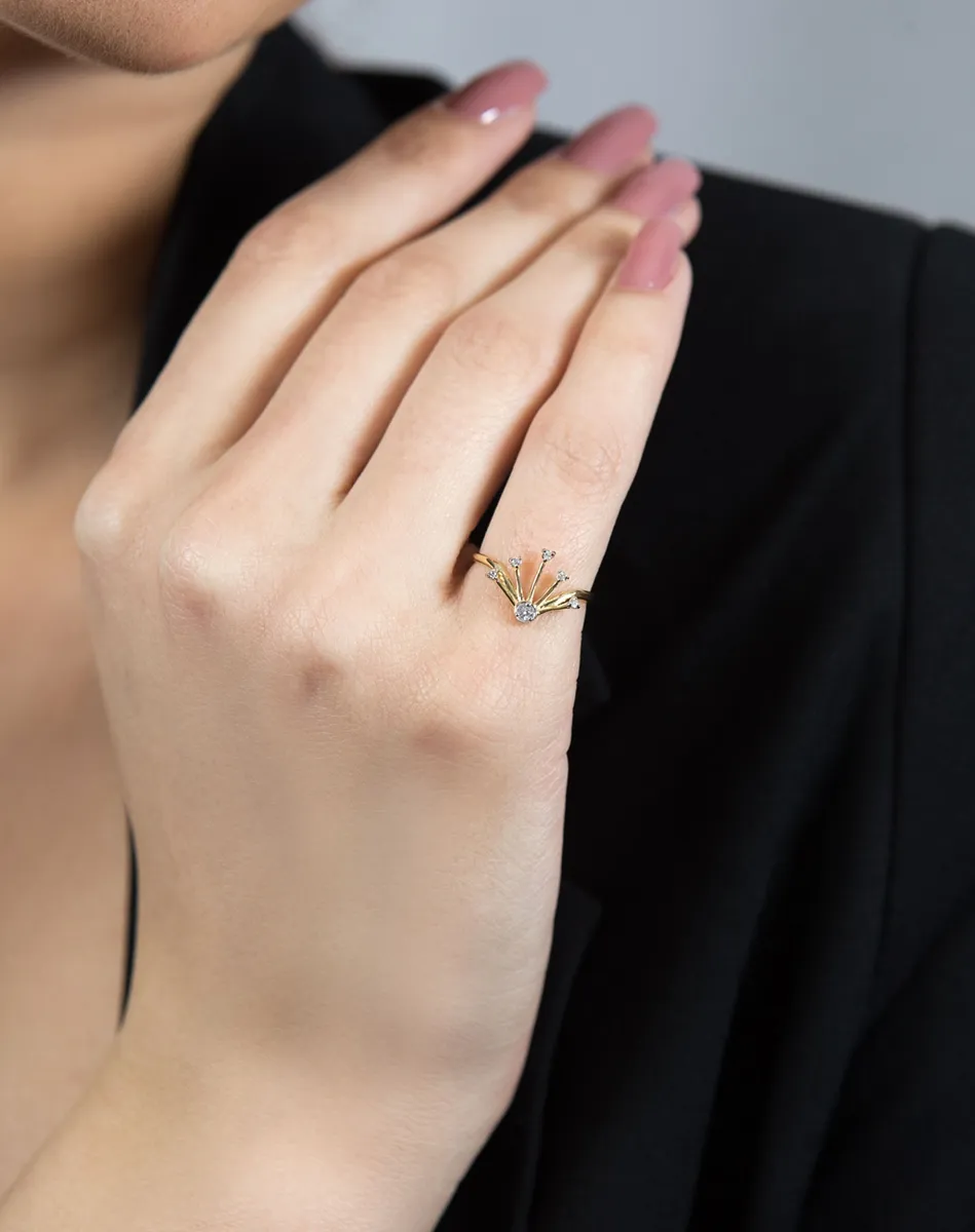 Anel de Ouro 18k polido com 6,5pts de diamantes