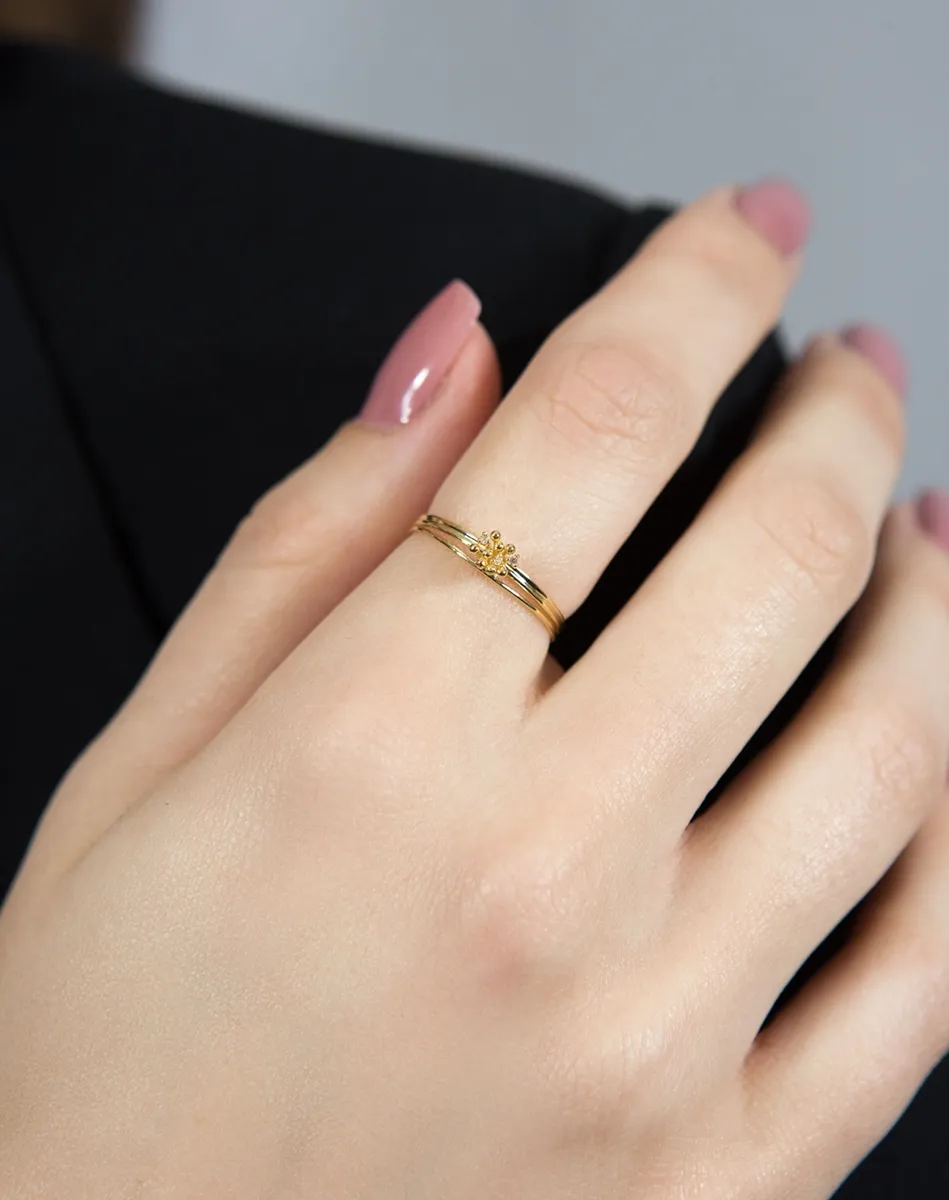 Anel de Ouro 18k chuveiro com 1,5pts de diamantes