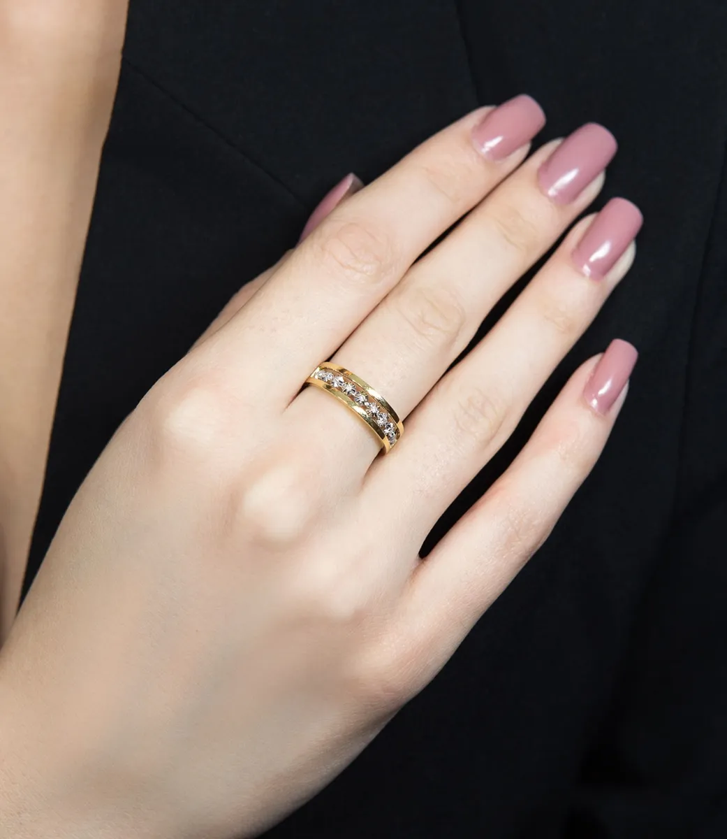 Anel de Ouro 18k aros vazados com 5pts de diamantes