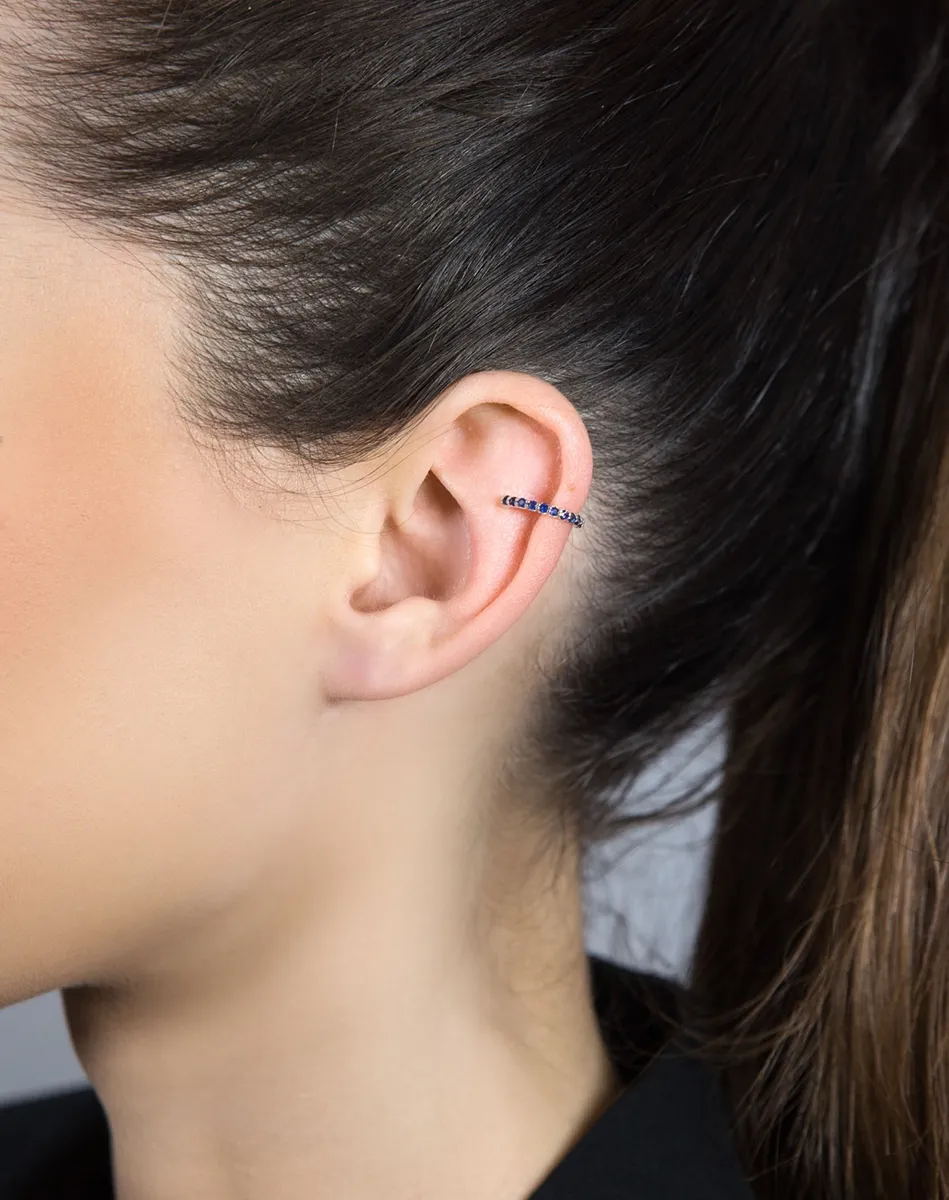 Piercing de orelha Ouro branco 18k com 20,8pts de safiras azuis