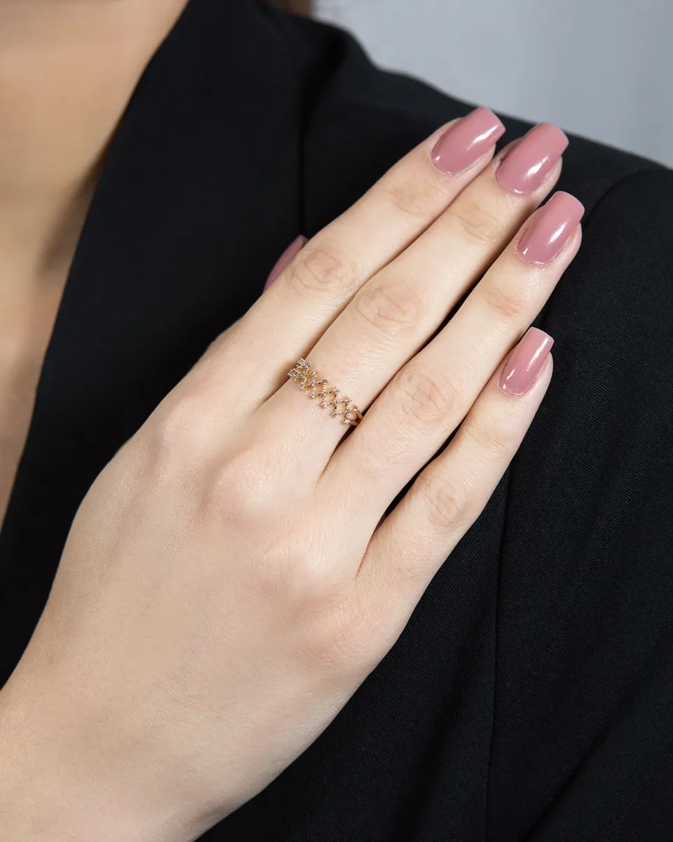 Anel de Ouro 18k aro vazado com 10pts de diamantes