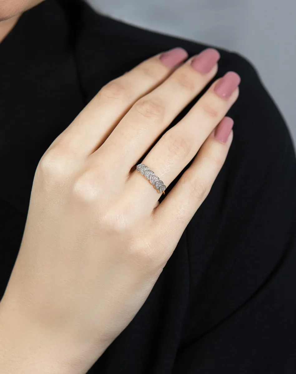 Anel de Ouro 18k aparador com corações e 5,4pts de diamantes