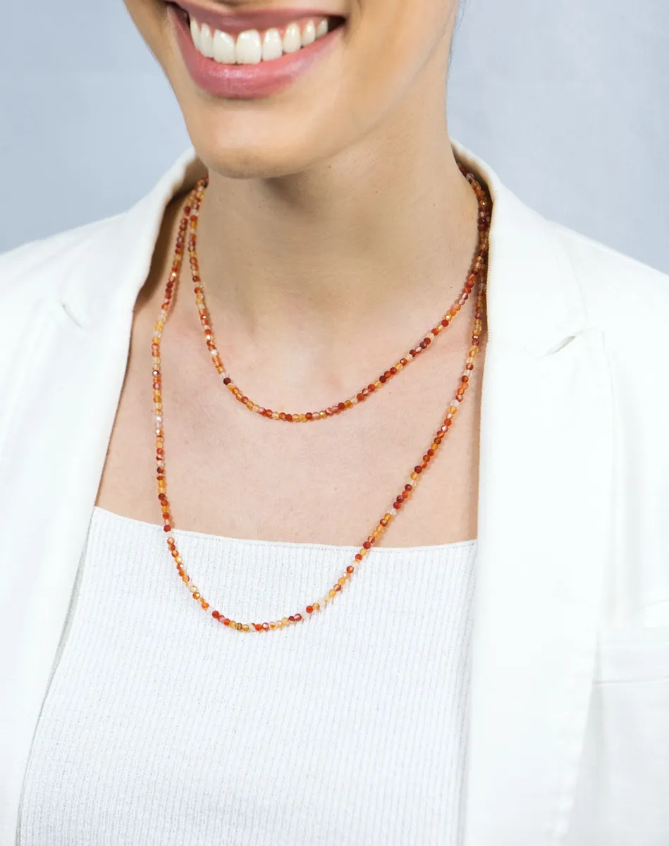 Colar de Ouro 18K com gemas cornalina - 100cm