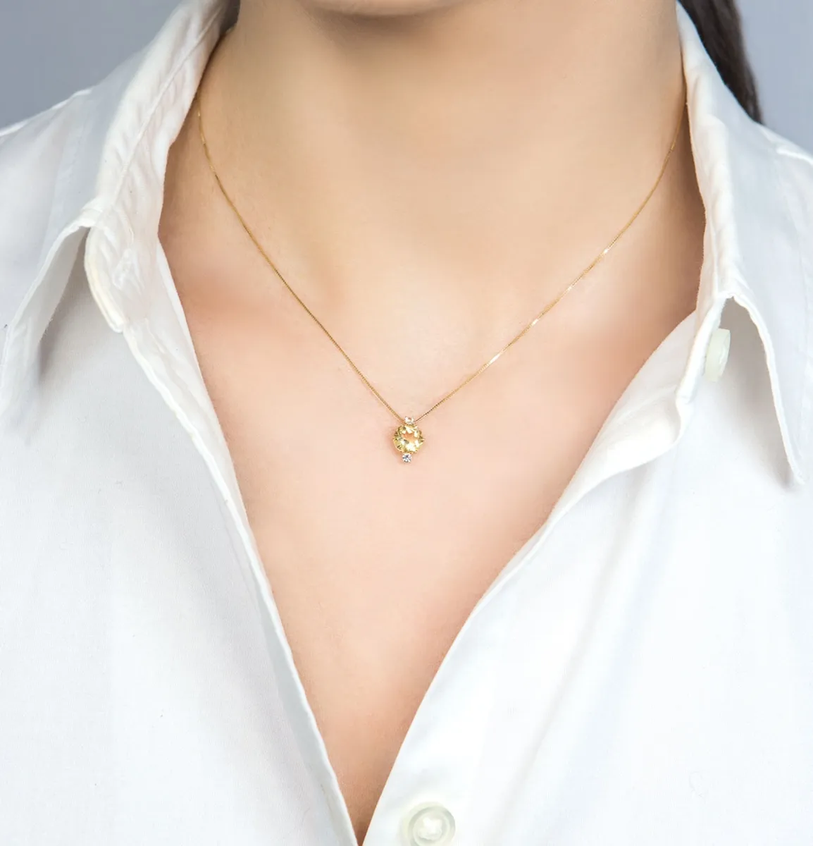 Colar de Ouro 18K com citrino e topázio - 40/45cm