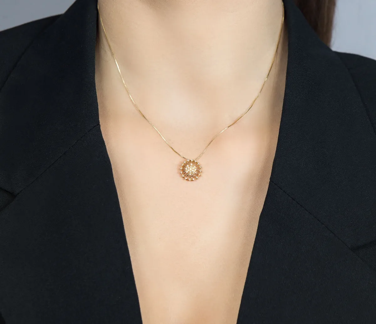 Colar de Ouro 18k círculo vazado com 12,3pts de diamantes-45cm