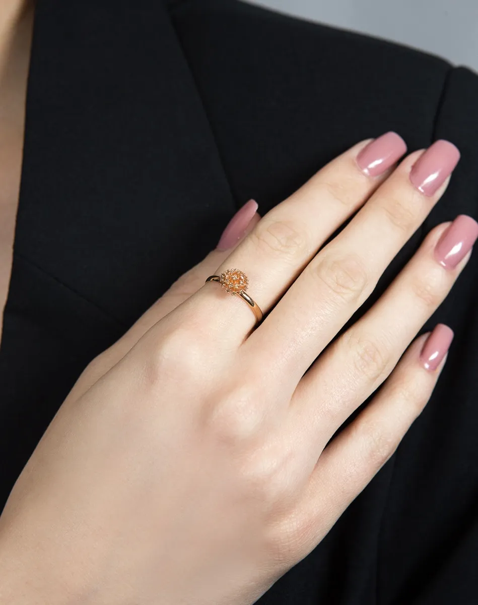 Anel de Ouro rosê 18k chuveiro com 14,7pts de diamantes brown