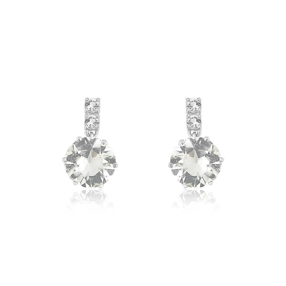 Brinco ouro branco 18k de Prasiolita com Topázio branco