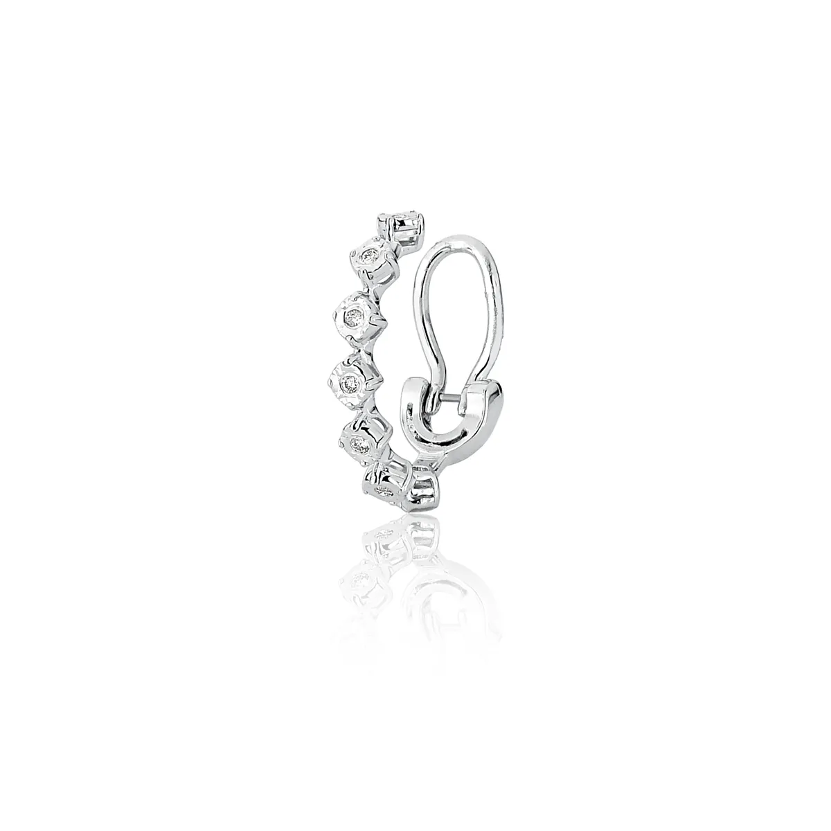 Piercing de orelha Ouro branco 18k com 4pts de diamantes Coleção Riva