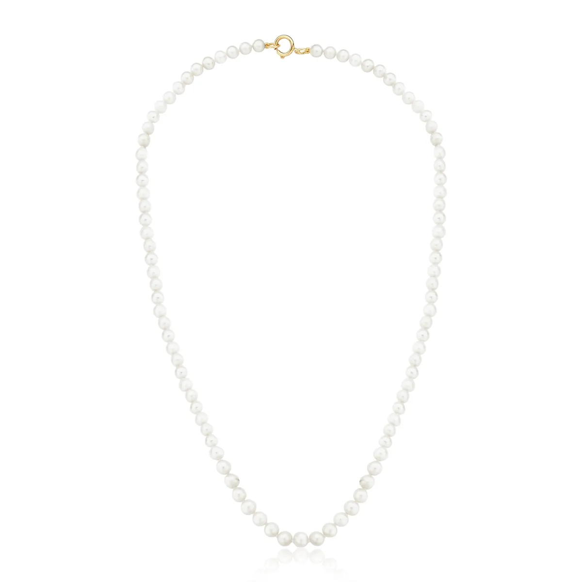 Colar de Ouro 18k com pérolas batata e fecho mola