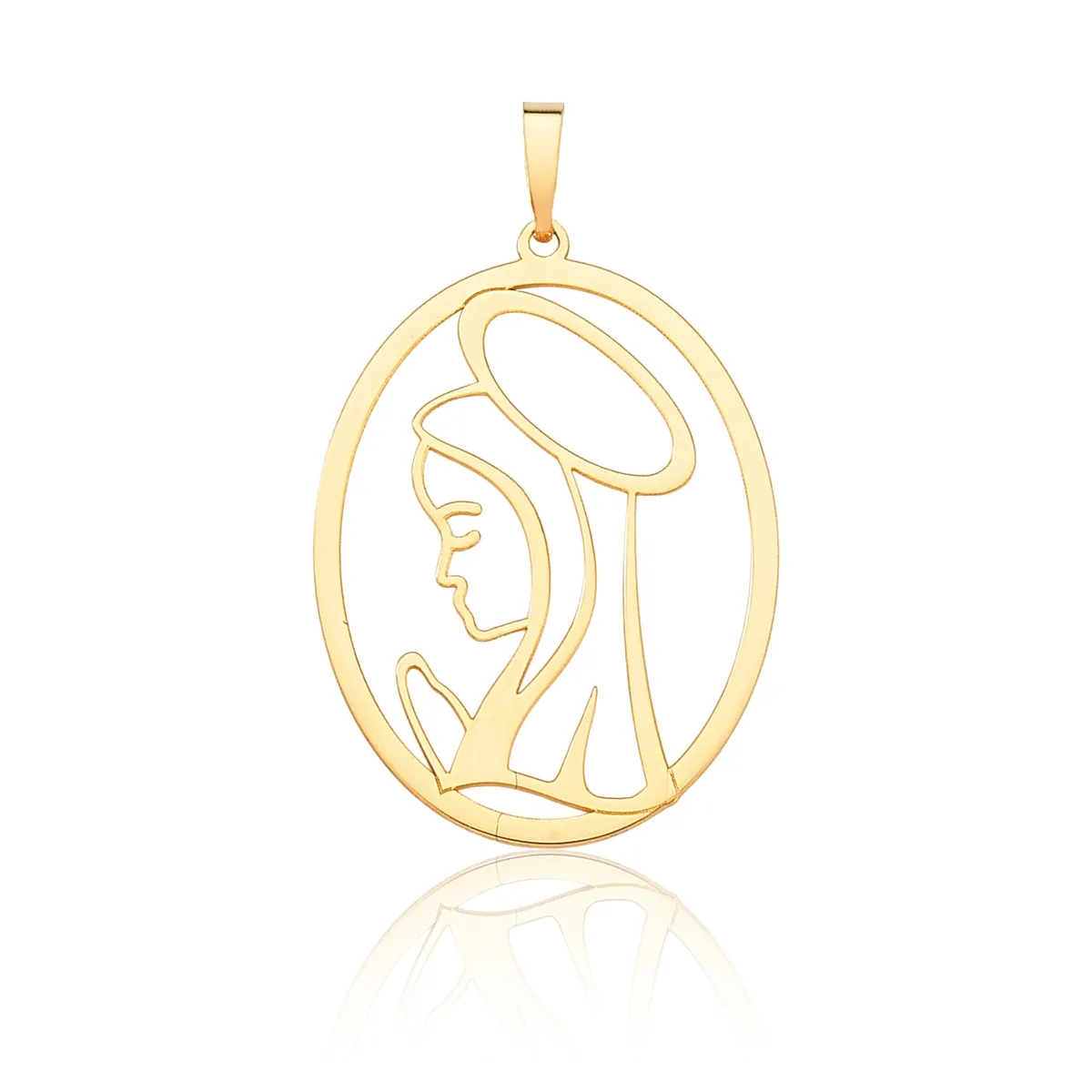 Pingente de Ouro 18k vazado da Virgem Maria