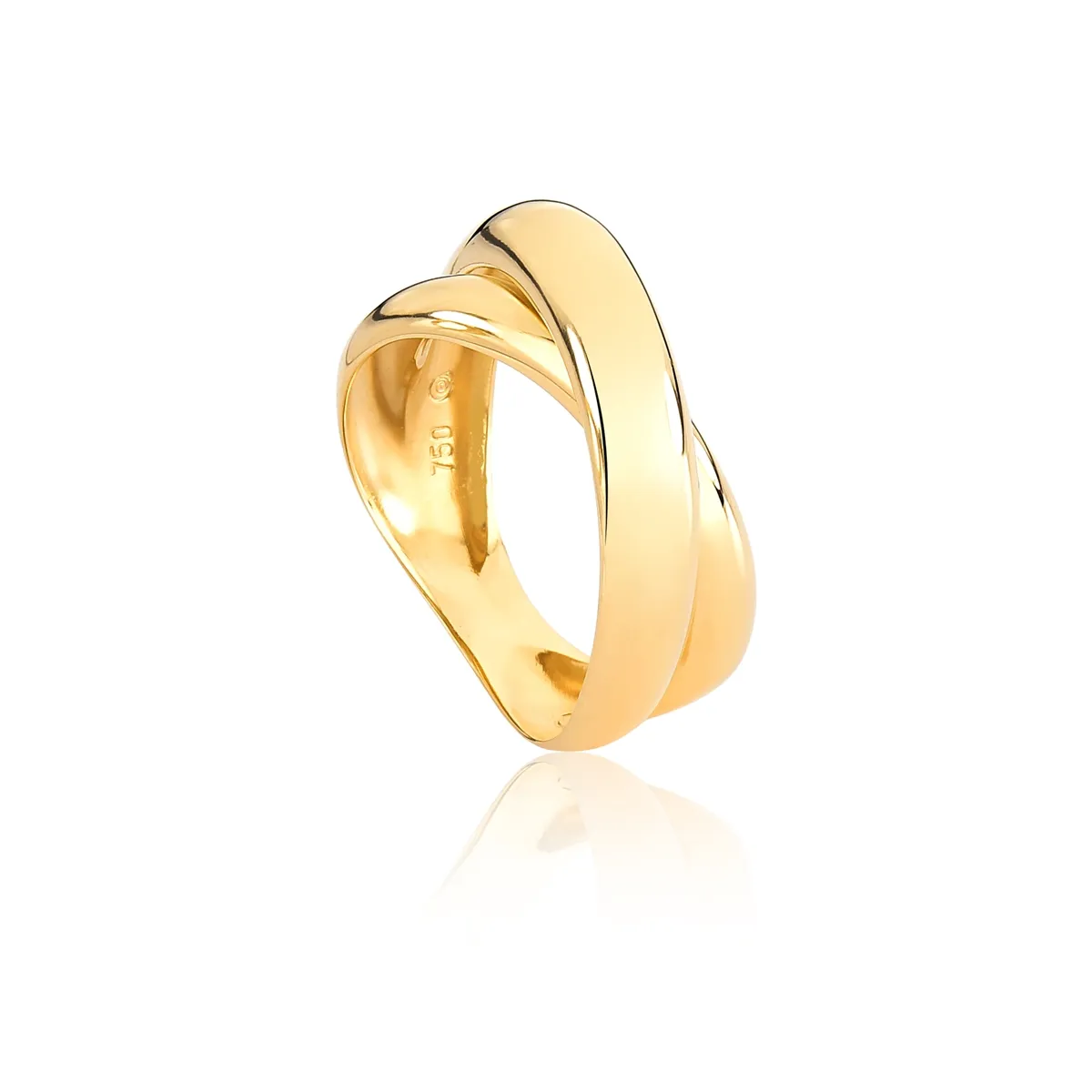 Anel Marée ondas ouro 18k aros cruzados polidos