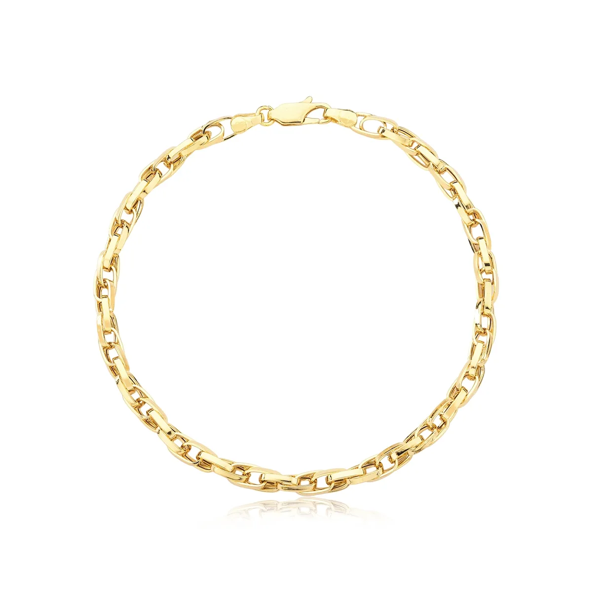 Pulseira elo Cadeado entrelaçado 21cm ouro 18k polida