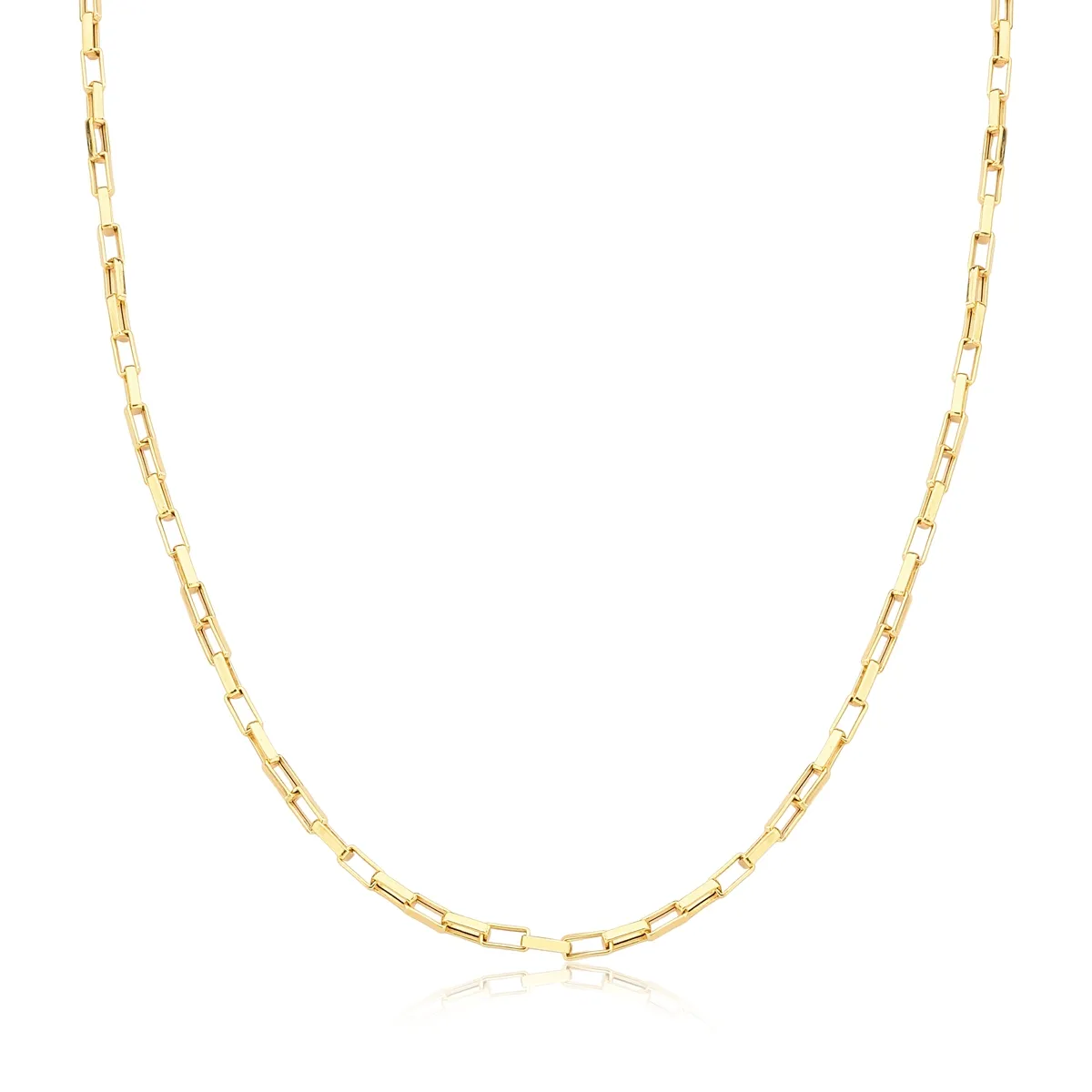 Corrente malha Veneziana ouro 18k elo alongado 70CM