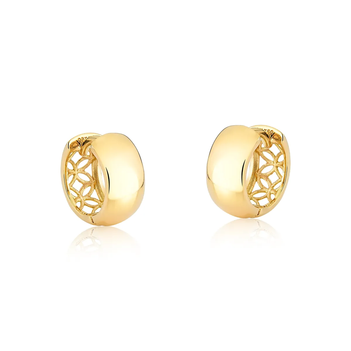 Brinco de Ouro 18k argola click polida e vazada