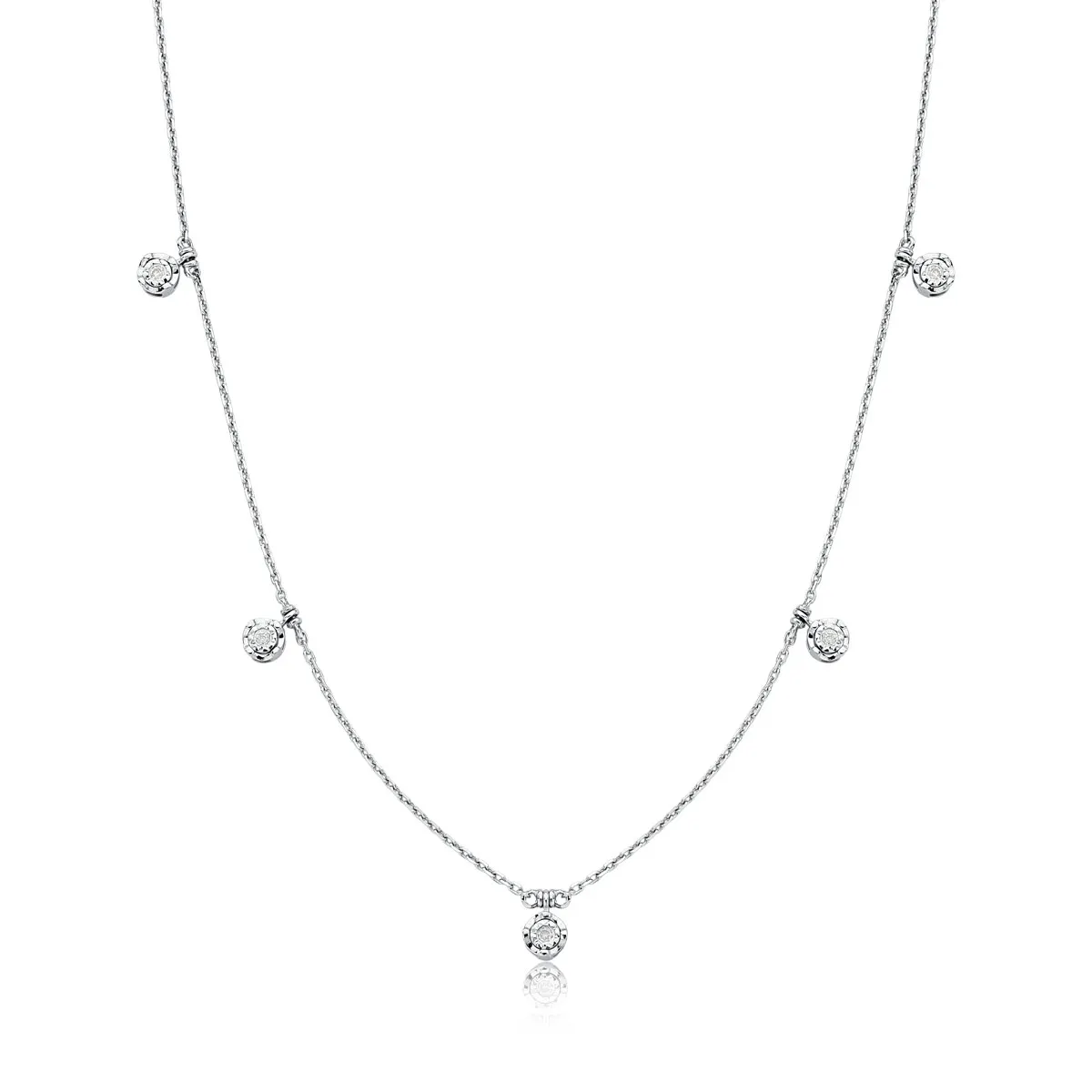 Colar de Ouro  branco 18k elo cadeado com píngentes de diamantes