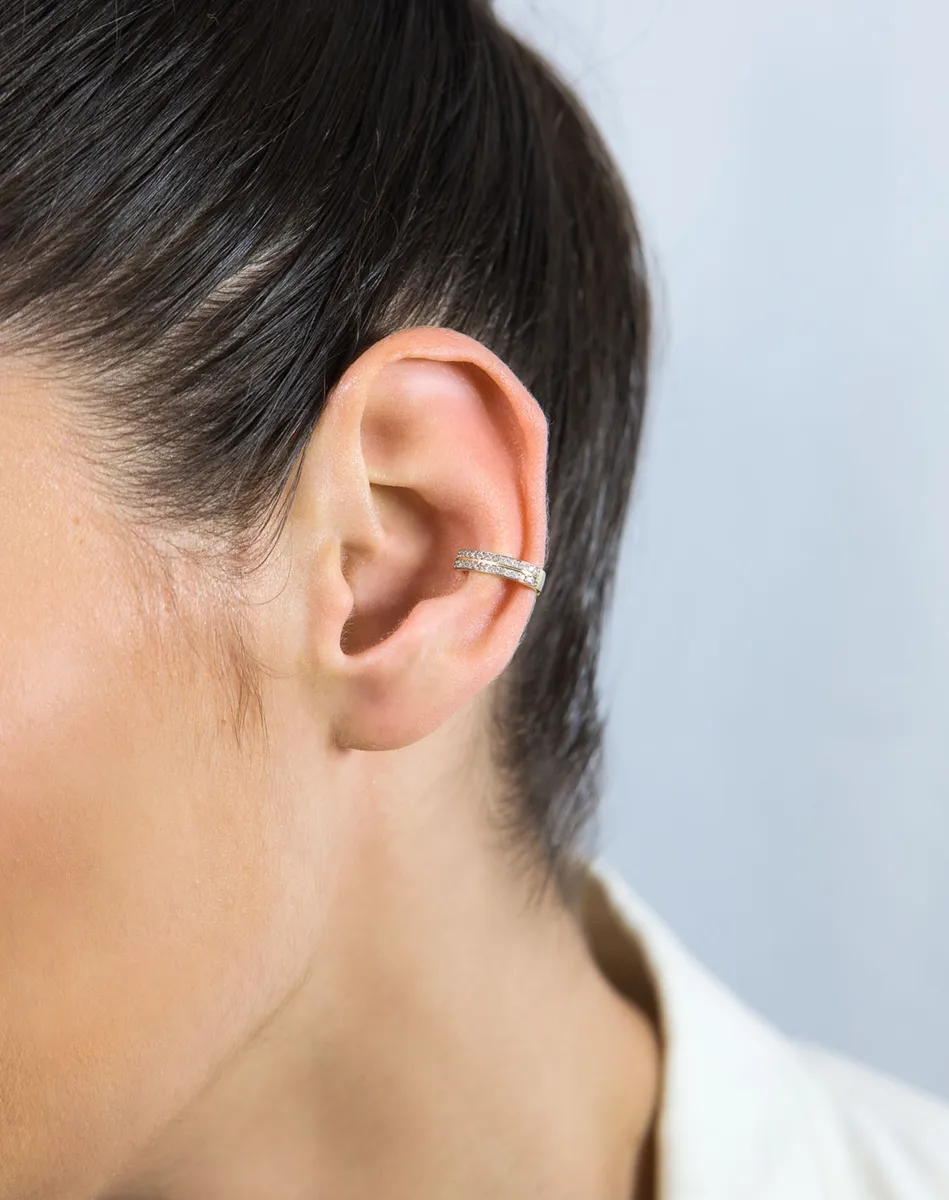 Piercing de Orelha Ouro 18k filetes de 17pts de diamantes